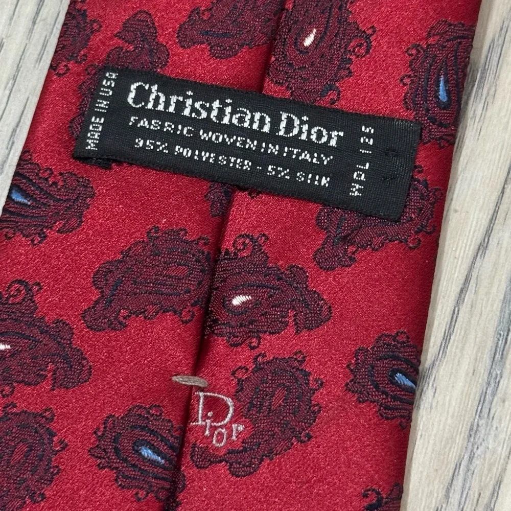 NEW Christian Dior Vintage Red Abstract Print Men's Neck Tie - Picture 3 of 6